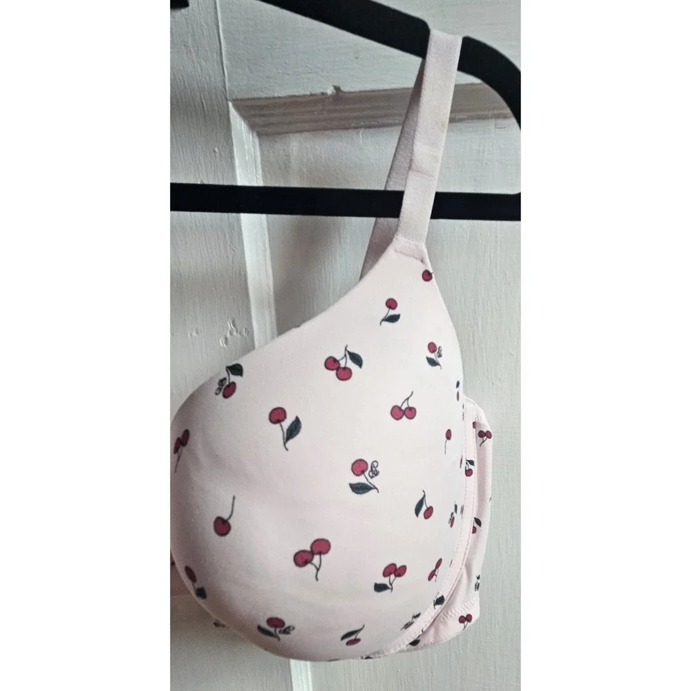 Victoria's Secret PINK everywhere Push-Up bra pink tulip cherry print 38DD